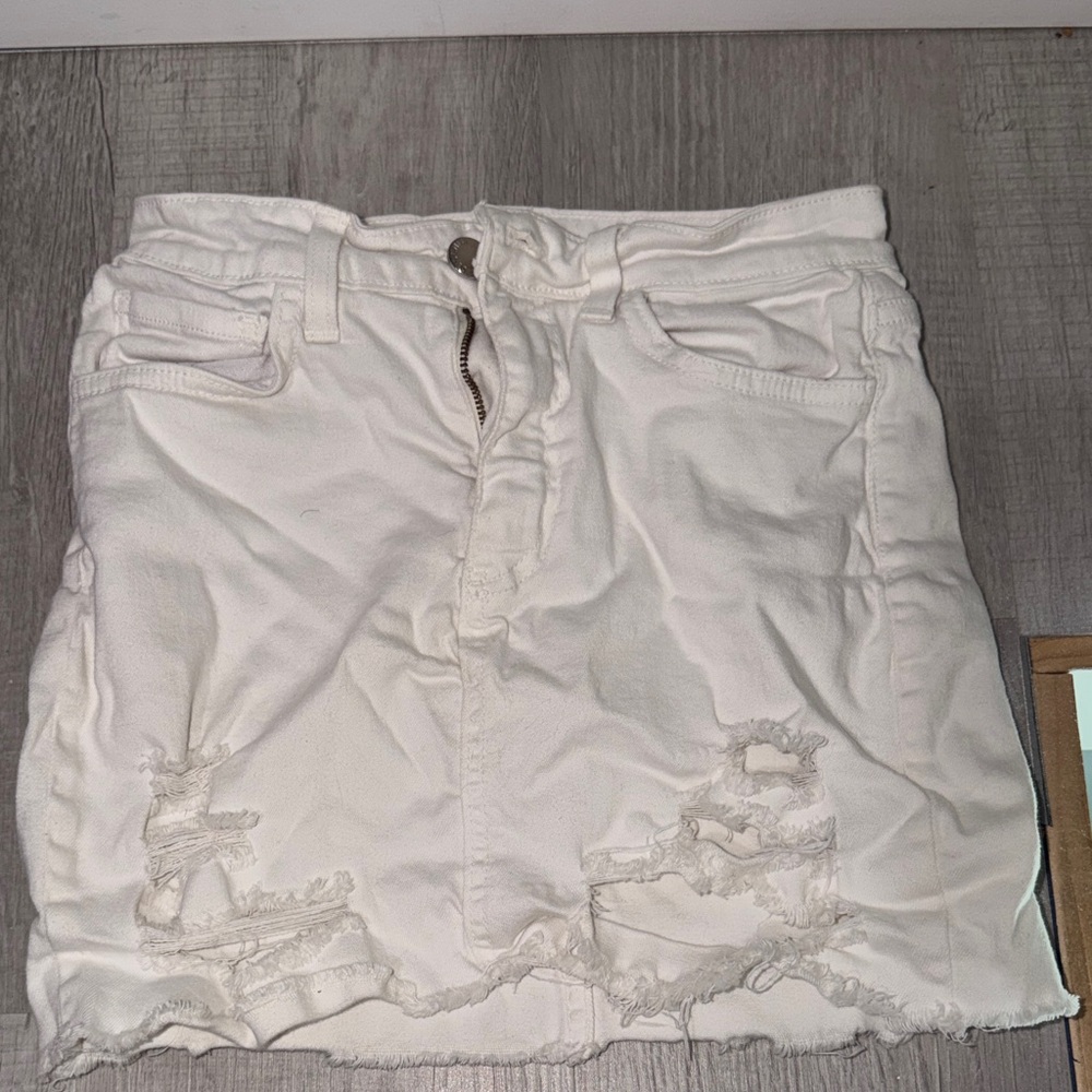 White Denim Mini Skirt